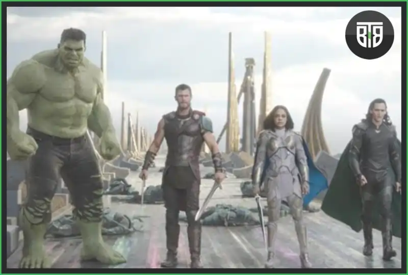 Thor, Hulk and loki is fighting with Hella in Thor: Ragnarok 2017, loki television series